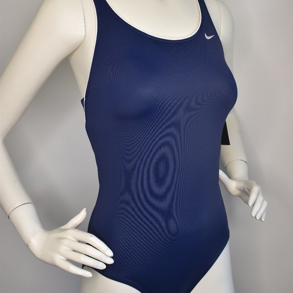 Nike Women's New One Piece Blue Swimsuit Racerback - Picture 1 of 7